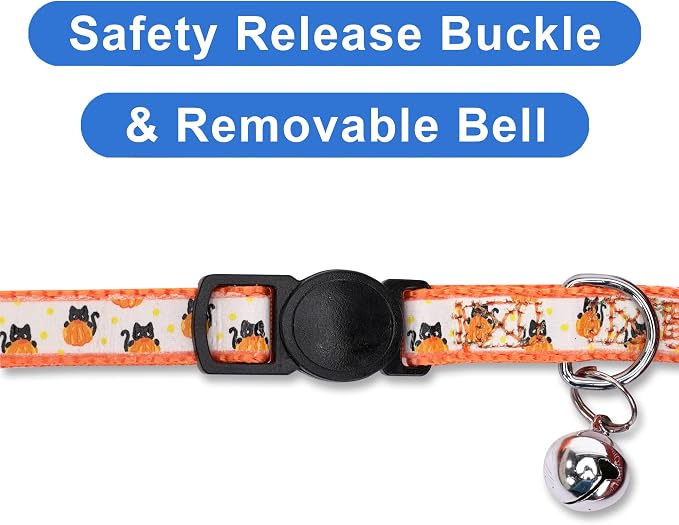 Pawtitas Halloween Cat Collars for Cats Adjustable Collar Glow in The Dark - Image 4