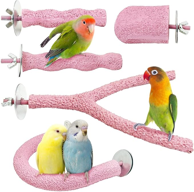 PINVNBY 5 Pack Bird Perch Resin Bird Beak Grinding Stone Parrot Cage Stand by PINVNBY