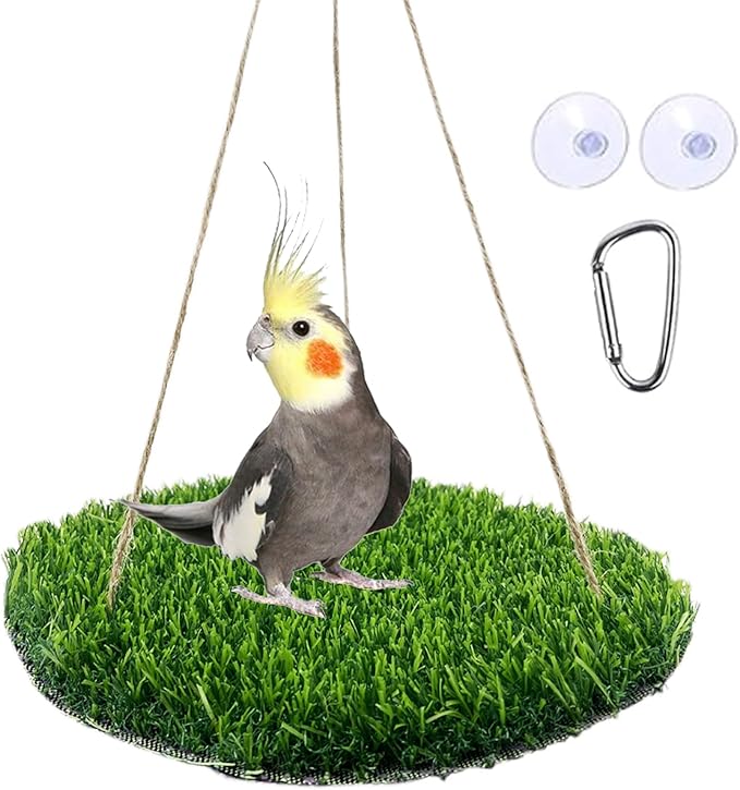 FlidRunest Large Bird Foraging Mat Toys, Natural Bird Grass Hammock Swing Toy - Image 3