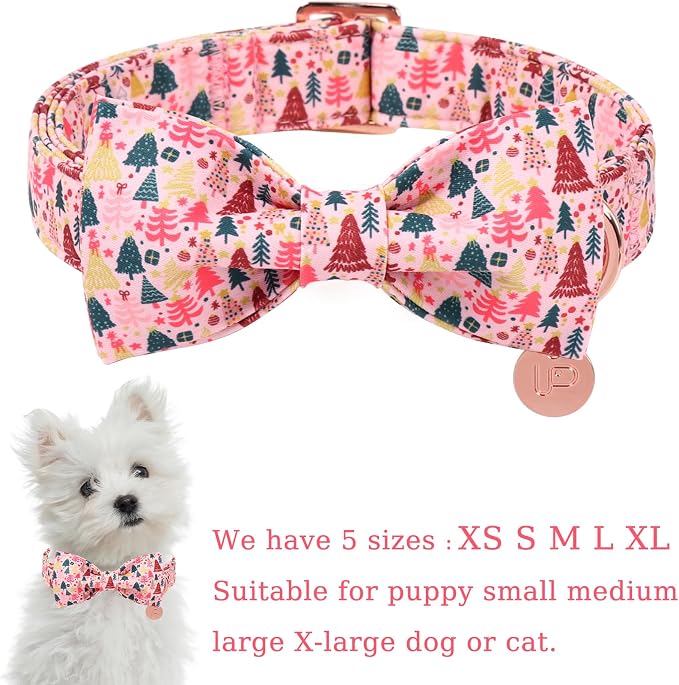 Christmas Dog Collar with Bow Tie, Adjustable Pet Collar with Cute Xmas Tree - Image 2