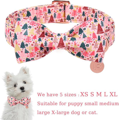 Christmas Dog Collar with Bow Tie, Adjustable Pet Collar with Cute Xmas Tree - Image 2