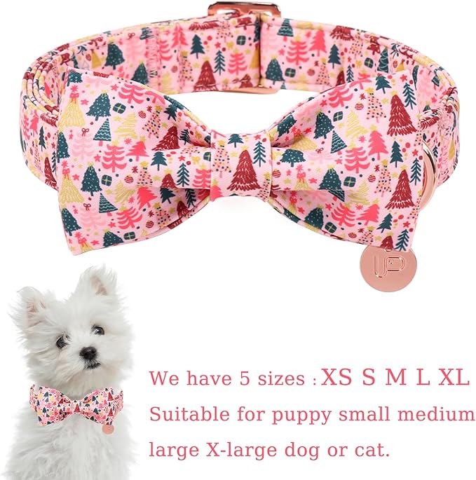 Christmas Dog Collar with Bow Tie, Adjustable Pet Collar with Cute Xmas Tree - Image 2