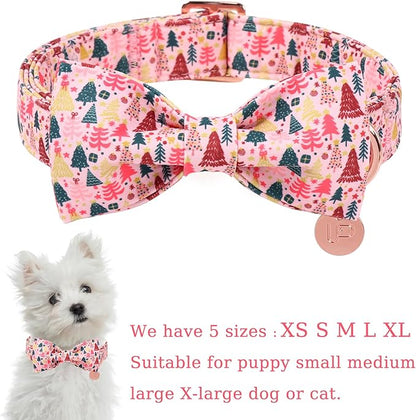 Christmas Dog Collar with Bow Tie, Adjustable Pet Collar with Cute Xmas Tree - Image 2
