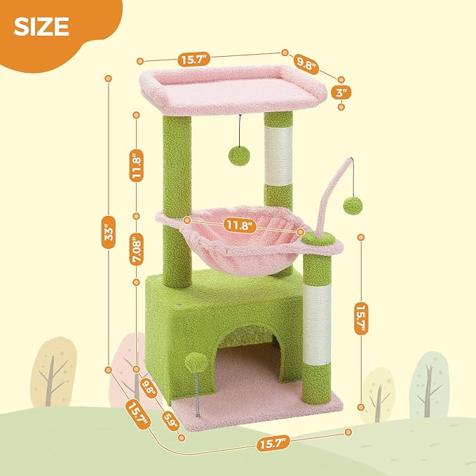 PEQULTI 4-in-1 Multi-Level Cat Tower, Scratching Post - Image 6