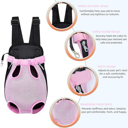 Pet Dog Carrier Backpack, Portable Breathable Mesh Chest Carrier, Polyester - Image 4