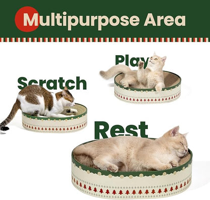 Cat Scratcher Bed, 2 in 1 Oval Cat Scratching Board - Image 3
