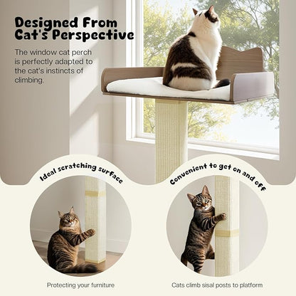 Cat Window Perch with Thick Sisal Scratching Post, Cats Hammock - Image 2