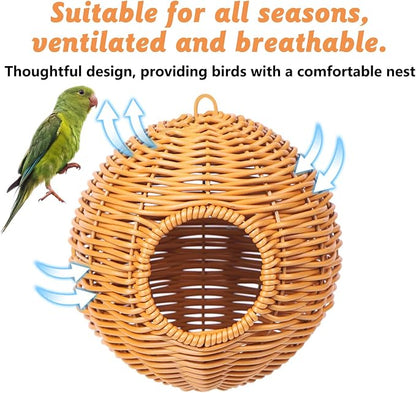 BNOSDM Rattan Bird Nest Parrot Nesting House Parakeet Nesting Soft Lovebird - Image 6