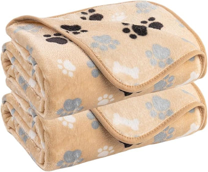 Dog Blanket Paw Bone Pattern 1 Pack 2 Super Soft Warm Flannel Sofa Cover Car by AIWEKHOME