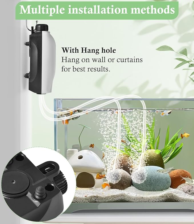 HITOP 2W Nano Whisper Aquarium Air Pump, 57GPH Adjustable Dual Outlet Fish Tank - Image 5