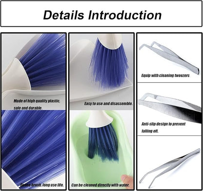 Tiny Cleanning Broom, Scooper Feeding Tool, Mini Dustpan and Brush, Stainless - Image 3