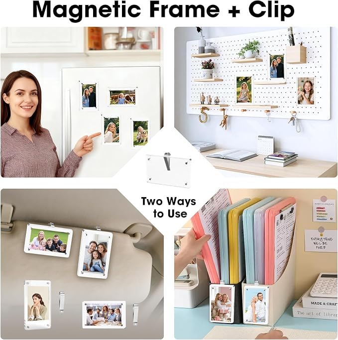 16 PCS Car Picture Holder, Car Visor Photo Clip, Acrylic Magnetic 3 Inch Car - Image 5