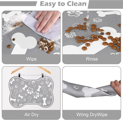 Dog Cat Food Mat, Rapid Absorbent Pet Feeding Placemat, Bone Shaped - Image 5