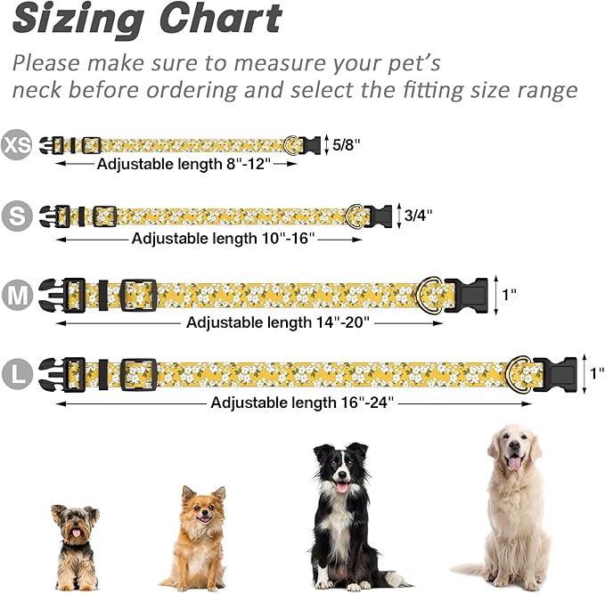 Reflective Dog Collar for Medium Dogs, Cute Flower Theme Adjustable Heavy-Duty - Image 7