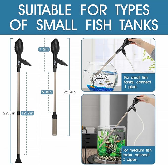 hygger Small Gravel Vacuum for Aquarium, Manual 80GPH Aquarium Gravel Cleaner - Image 5