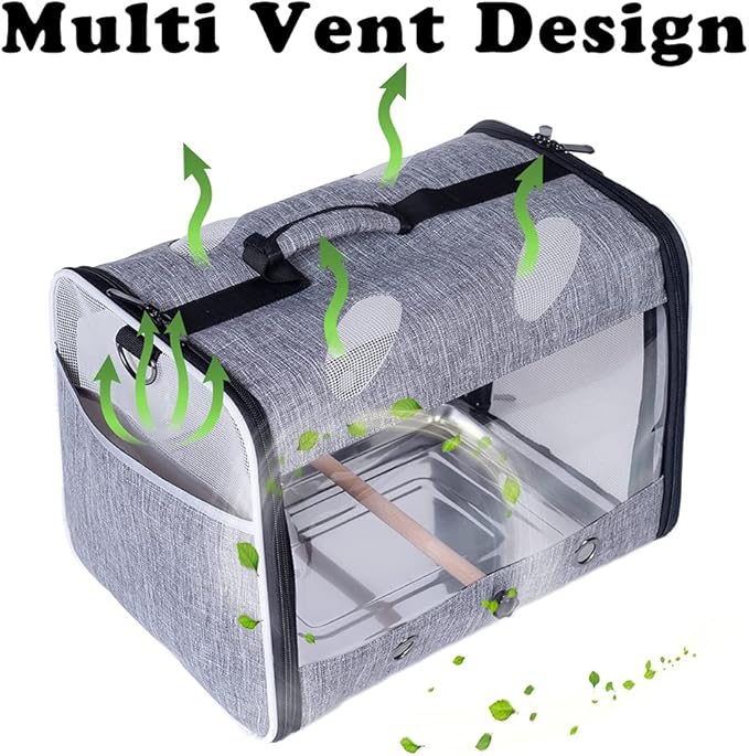 Bird Travel Carrier with Stand Perch, Breathable Bird Carrier Cage Parrot - Image 3