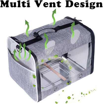 Bird Travel Carrier with Stand Perch, Breathable Bird Carrier Cage Parrot - Image 3