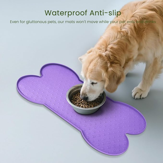 Dog Food Mat Anti-Slip Silicone Dog Bowl Mat Thicker Pet Placemat Waterproof - Image 3