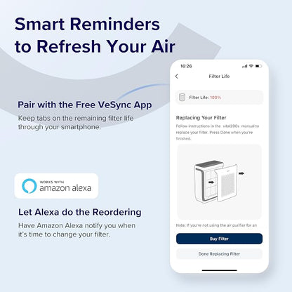 LEVOIT Genuine Vital 200S-P Air Purifier Smoke Remover Replacement Filter - Image 5