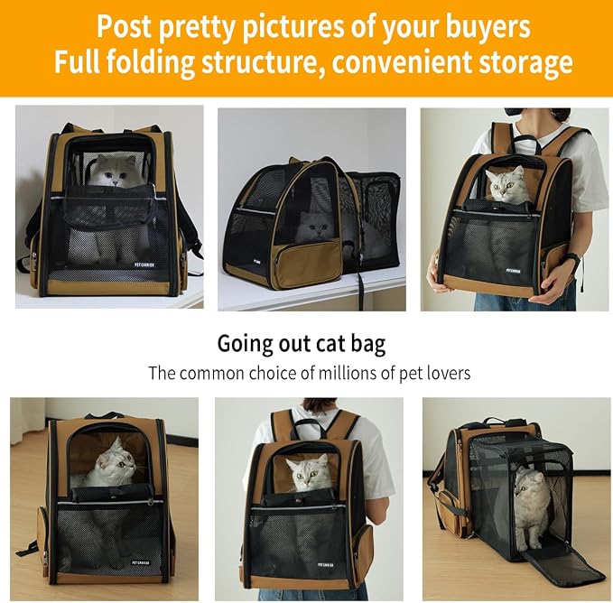 Cat Backpack，Expandable Cat Carrier Backpack, Dog Backpack Carrier and Pet - Image 9