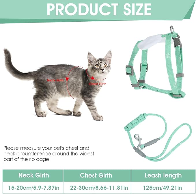 TIESOME Cat Harness and Leash Set, Adjustable Gradient Kitten Harness Escape - Image 2