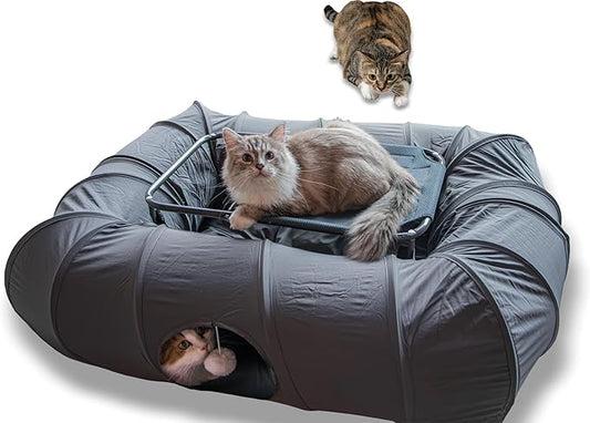 XxingSheep 2-Tier Cat Tunnel & Hammock Bed XXL, 4 Cave Shuttle by XxingSheep