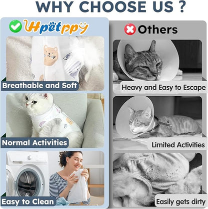 Cat Recovery Suit for Spay Abdominal Wounds, Breathable Cat Onesie for Cats - Image 5