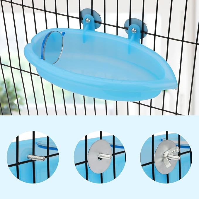 Hypeety Bird Bath with Mirror Portable Bird Bath Bird Bathroom - Image 3