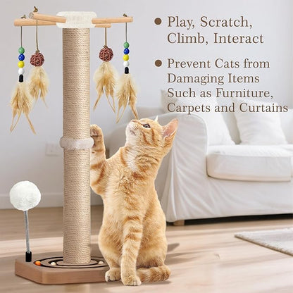 Tall Cat Scratching Post, 33 Inches, Interactive Furniture Toys - Image 4