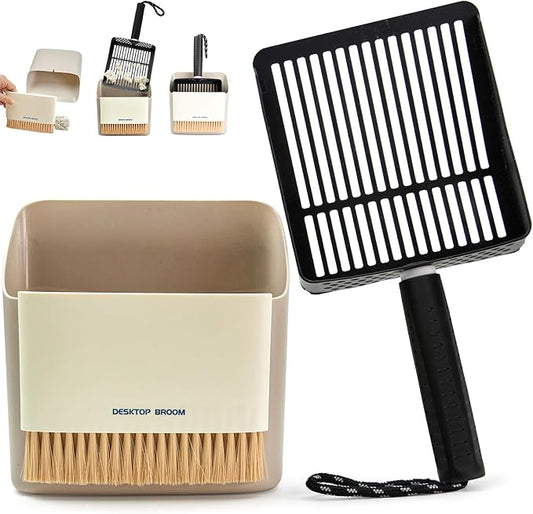 Metal Cat Litter Scooper with Holder, Stainless Steel Metal Litter Scoop by Accesfire