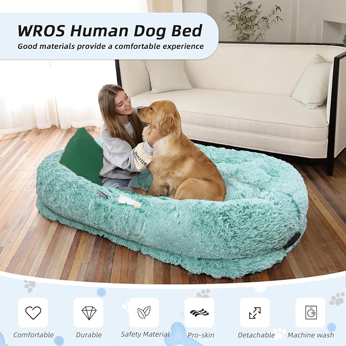 Human Dog Bed, Washable Faux Fur Pet Bed - Image 2