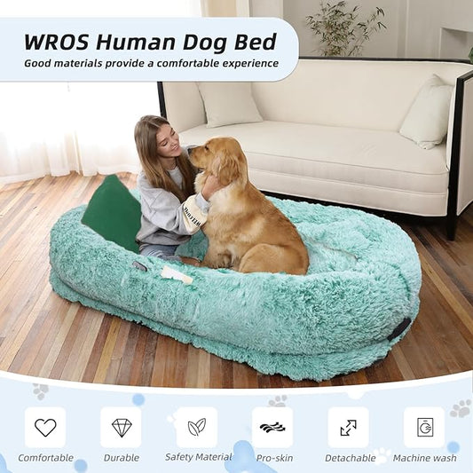 Human Dog Bed, Washable Faux Fur Pet Bed - Image 2