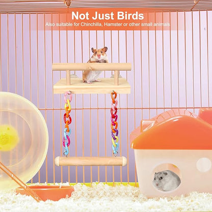 Bird Perches Cage Toys Parrot Wooden Platform Play Gyms Exercise Stands - Image 4