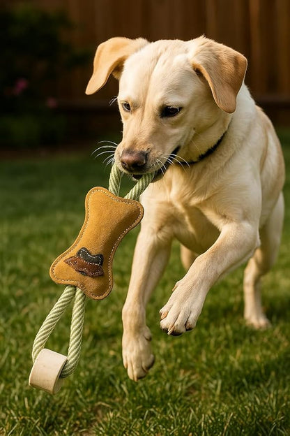 Natural Suede Leather and Rope Chew Toy - Image 5