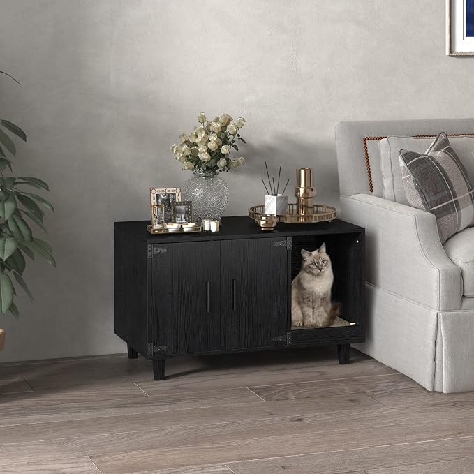 GDLF Modern Wood Pet Crate Cat Washroom Hidden Litter Box Enclosure Furniture - Image 3