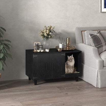 GDLF Modern Wood Pet Crate Cat Washroom Hidden Litter Box Enclosure Furniture - Image 3