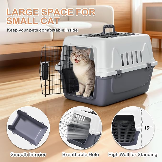 MoNiBloom 22-Inch Dog Crate Plastic 2-Door Top Loading Cat Carrier, Hard-Sided - Image 3