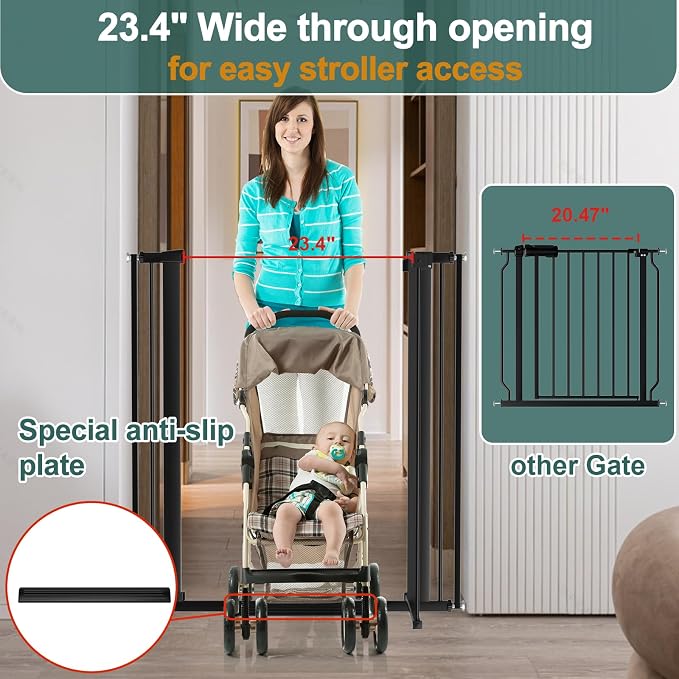40.55" Tall, 45.86-53.74 Inch Wide, 1.37" Ultra Narrow Spacing Dog Pet Baby - Image 3