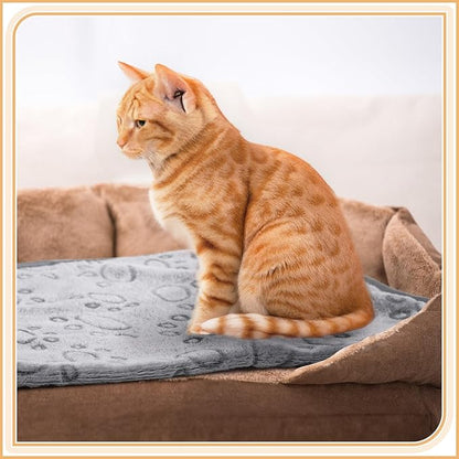 Tegeme 12 Pcs Pet Blankets Soft Fluffy Fleece Dog Cat Warm Paw Print Pattern - Image 7