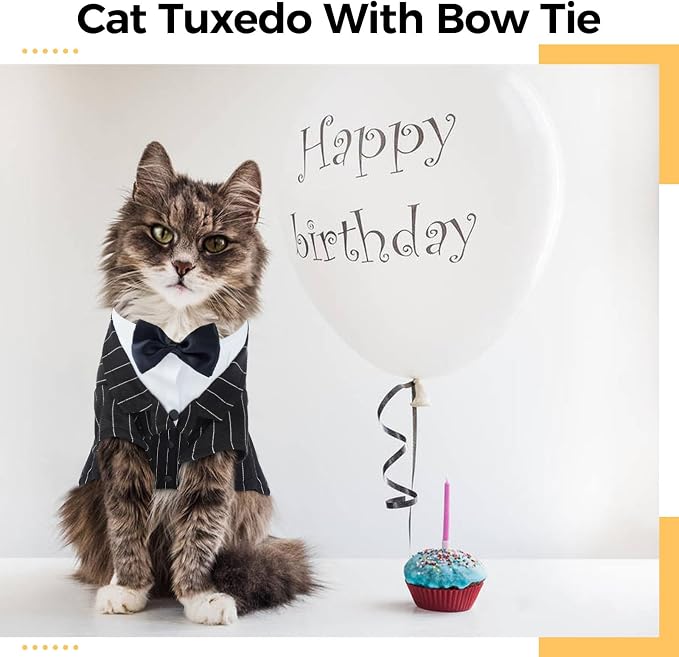 DENTRUN Cat Tuxedo Outfit, Sphynx Cat Costume Formal Suit - Image 3