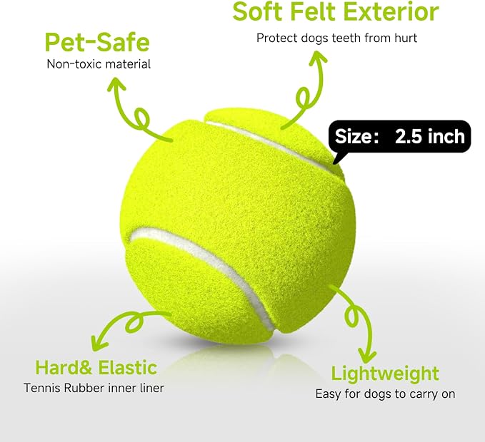 HETOO Tennis Balls for Dogs: 6 Pack 2.5 Inch Dog Balls- Dog Tennis Ball- - Image 6