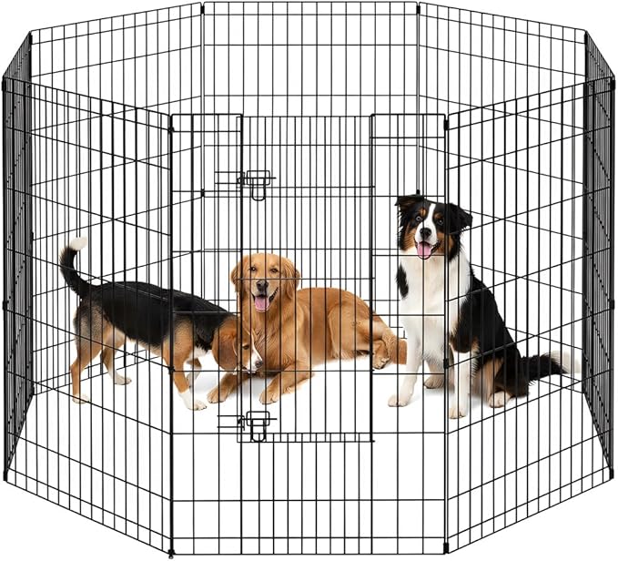 FDW 42 Inch Dog Pen 8 Panel Dog Playpen Indoor Outdoor Metal Puppy Pet Fence by FDW