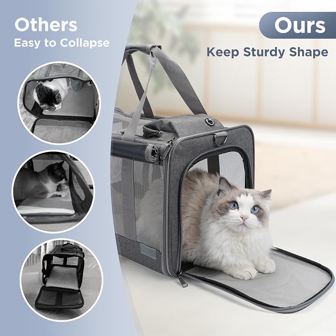 Cat Carriers Soft Grey Small Dog Carrier Airline Approved, Pets Travel Bag - Image 4