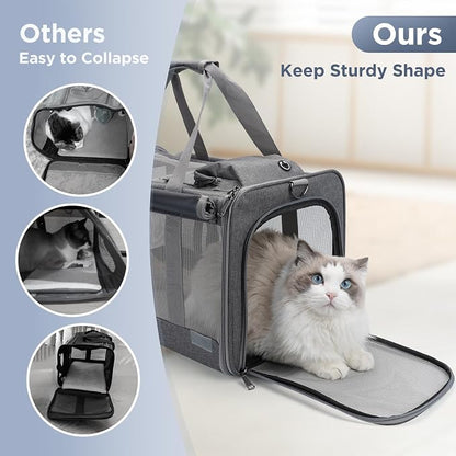 Cat Carriers Soft Grey Small Dog Carrier Airline Approved, Pets Travel Bag - Image 4