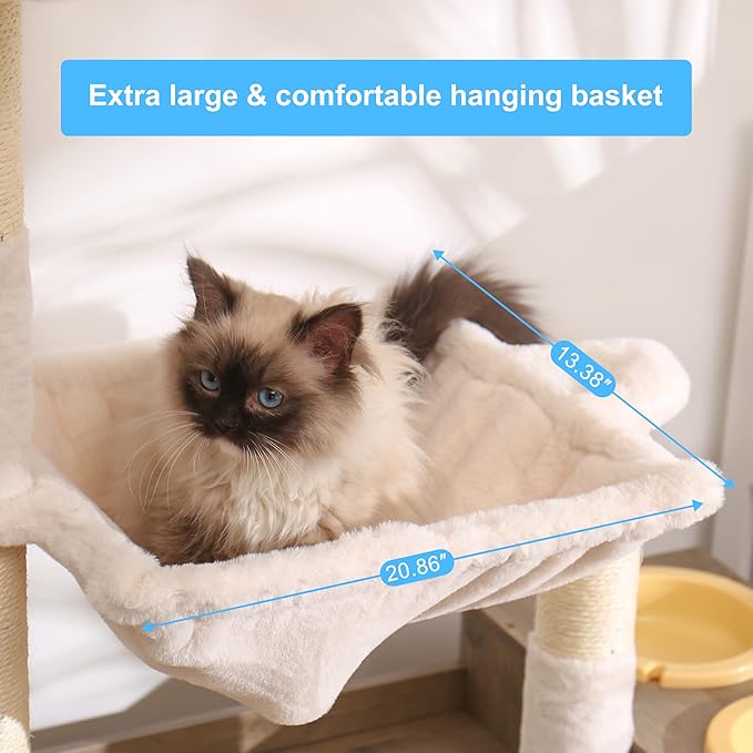 Hey-brother Cat Tree with XL Litter Box Enclosure, All-in-one Cat Tower - Image 4