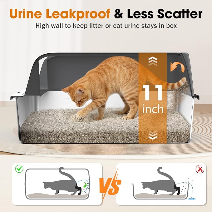 2PACK Stainless Steel Litter Box, Extra Large Litter Boxes - Image 2
