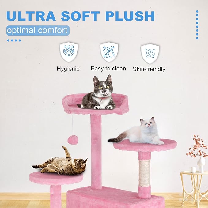 FDW | 54" Cat Tree Tower | Pink | Multi-Level Indoor Activity Center - Image 5