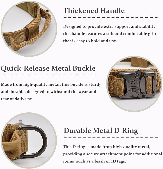 Tactical Dog Collar, Adjustable Military Training Nylon Dog Collar - Image 4