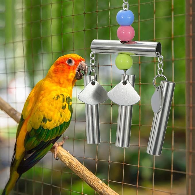 Wontee Bird Stainless Steel Bells String Parrot Hanging Chew Toy - Image 6