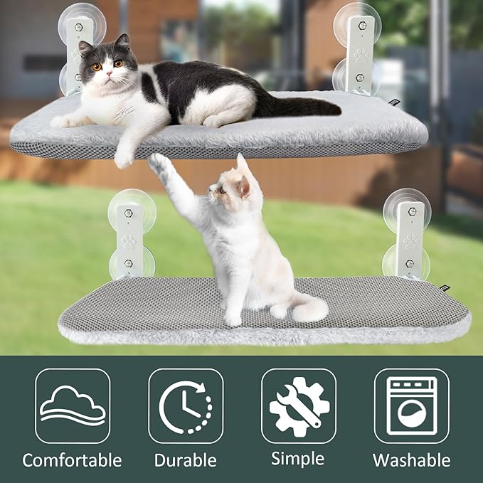 Sunhoo Cat Window Hammock Perch Cordless Perches Window Sill Seat Bed Foldable - Image 5